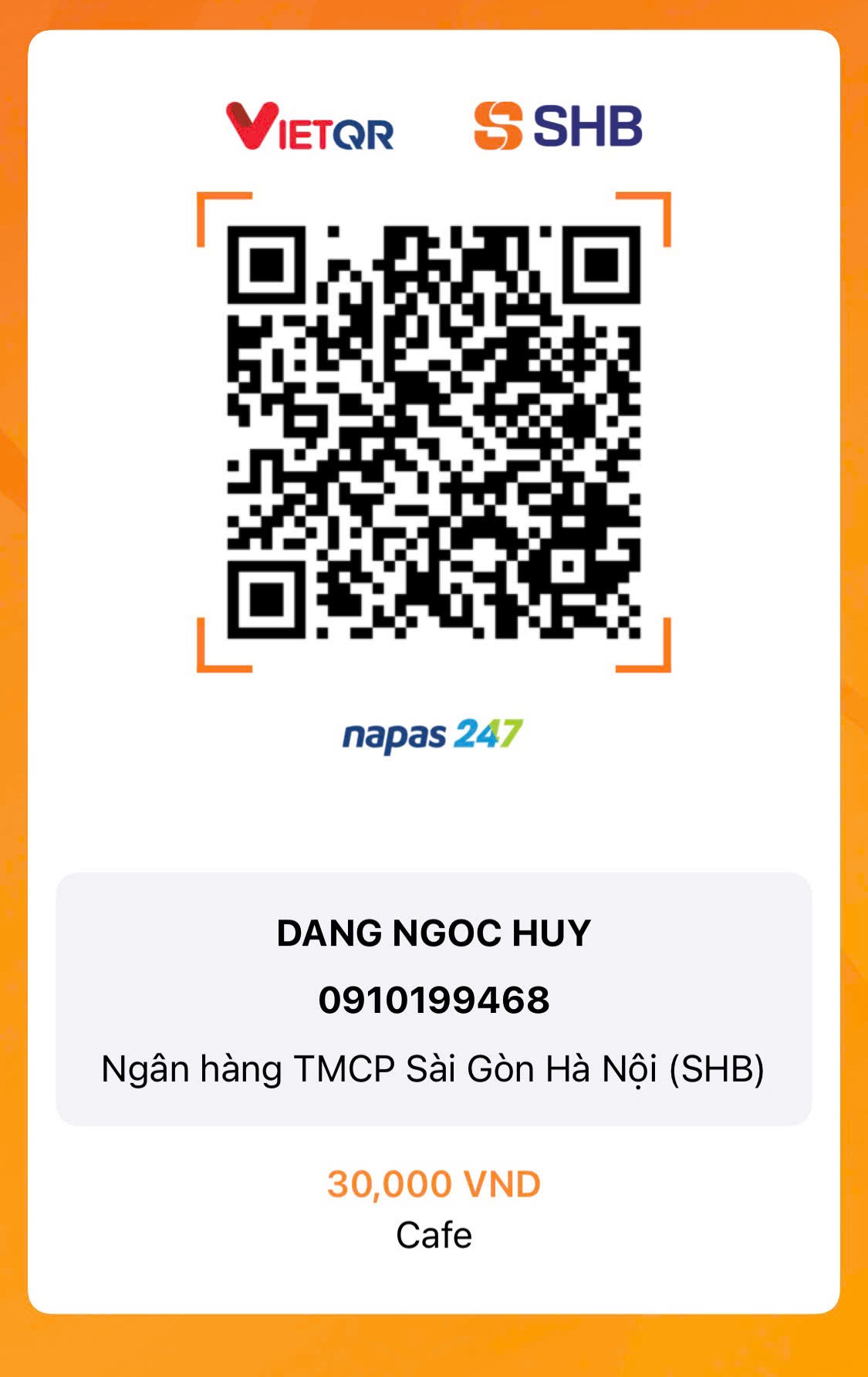 Mã QR Chuyển khoản SHB